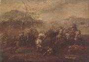 Pietro Graziani A cavalry skirmish oil painting